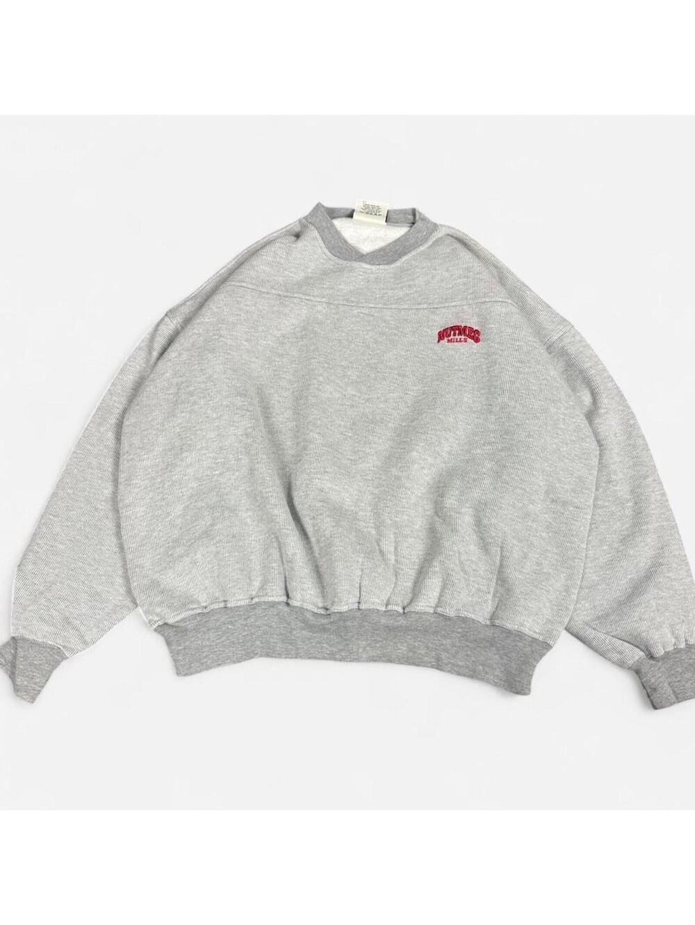 Vintage Grey Nutmeg Pullover sweatshirt crewneck brand promo embroidered Men Xl